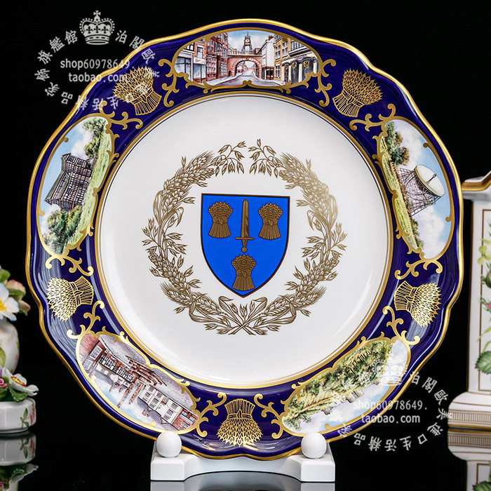 限量250英国制Spode 美丽英伦皇家瓷器手绘骨瓷欧式装饰大盘挂盘
