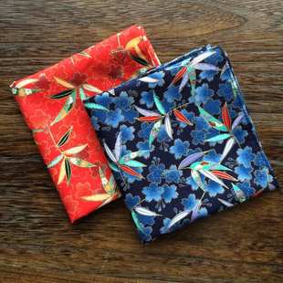 日本新款红色手帕手绢纯棉柔软男士女士竹叶樱花风吕敷包袱皮52c