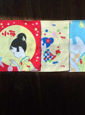 乐天新款红色酸梅糖赠品61节礼物小手帕儿童手绢手巾包裹布20c