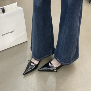 法式复古尖头玛丽珍鞋女细跟浅口单鞋高级感气质优雅通勤鞋尖头鞋