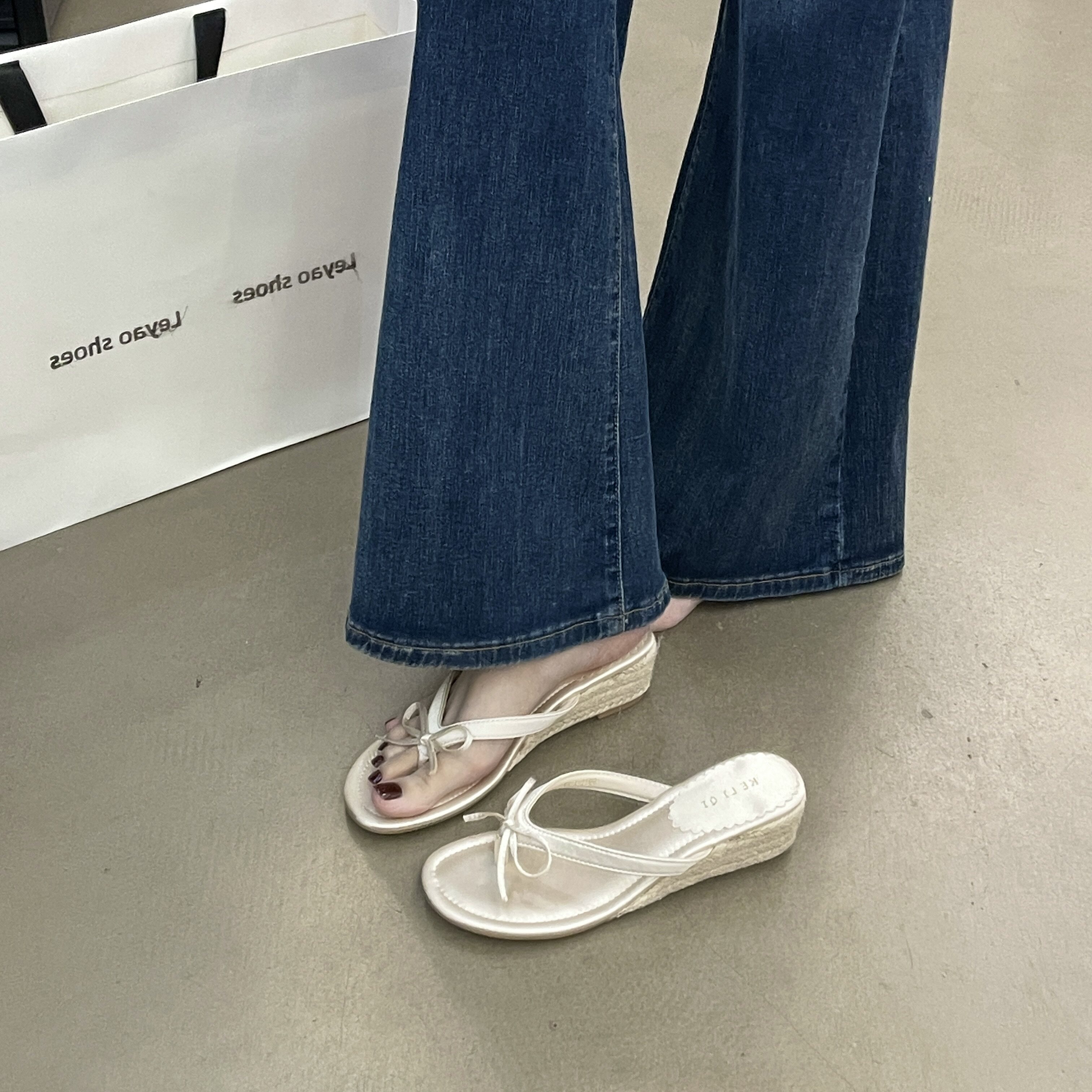 韩版坡跟防滑厚底女夏人字拖