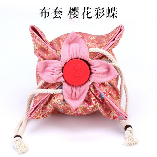 樱花彩蝶手工汤婆子纯棉印花纯铜