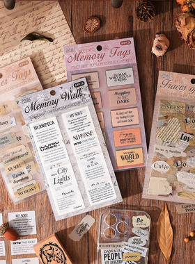 ZABC时光徽章系列模切贴纸复古英文字母diy装饰手账素材文具贴画