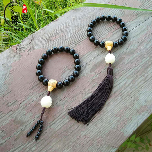 精品近圆木手持鬼见心经车挂念珠