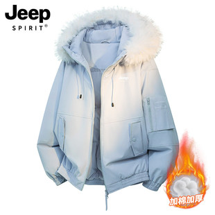 棉衣外套 宽松百搭加绒保暖工装 JEEP吉普连帽派克服冬季 男女同款