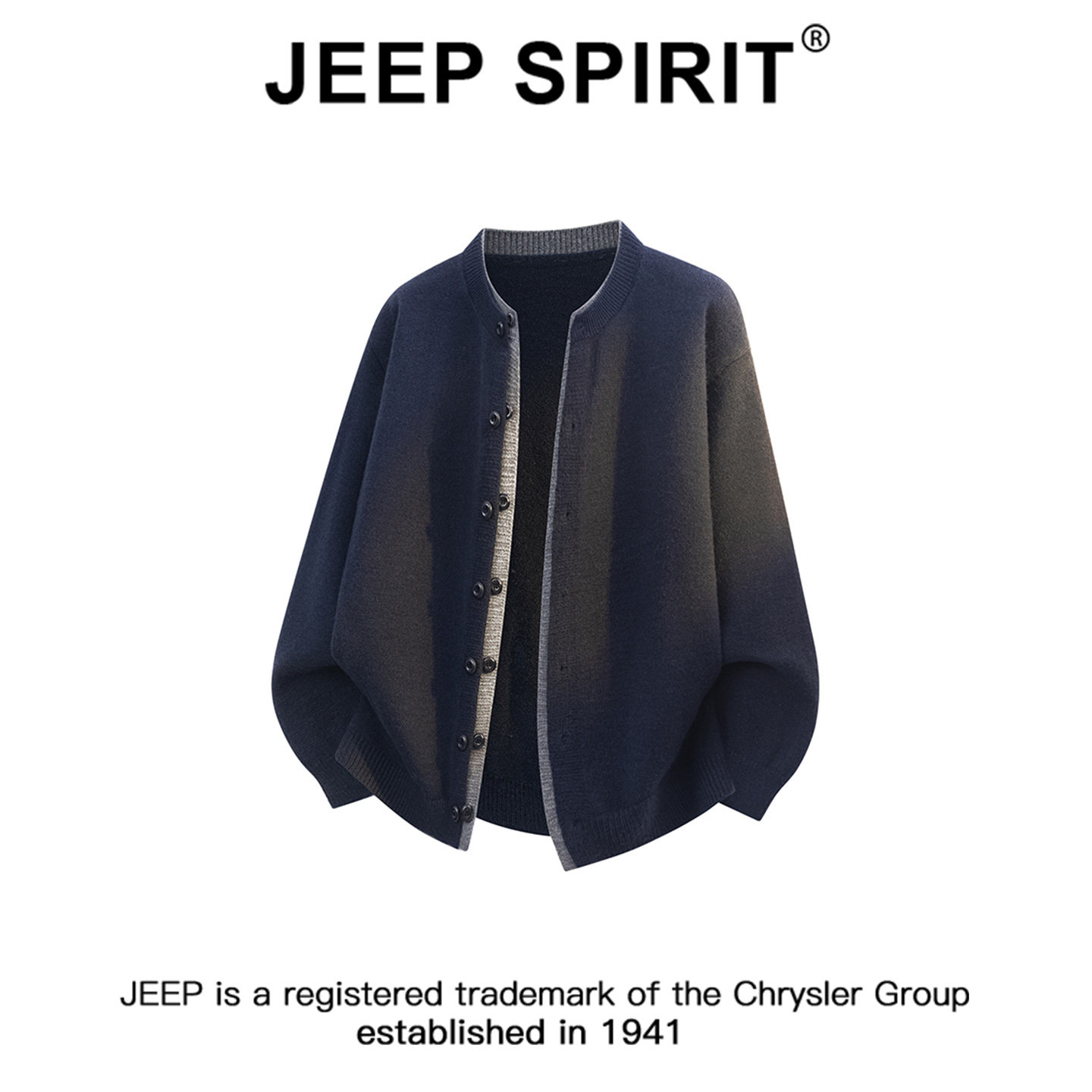 JEEPSPIRIT吉普假两件拼接撞色时尚开衫毛衣男秋冬宽松休闲上衣男