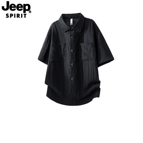 JEEP吉普夏季透气翻领短袖衬衫