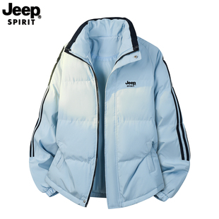 JEEP吉普立领三条杠棉衣男女冬季加厚保暖宽松2025新款面包服外套