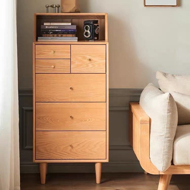 全实木日式原木六斗柜实木卧室储物柜北欧现代简约抽屉柜玄关柜