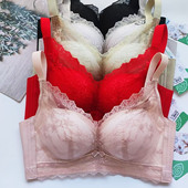 秀脉无钢圈中厚B杯环保棉蕾丝性感立体美胸聚拢文胸柔软无痕内衣