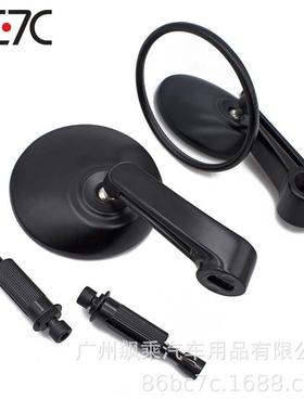 QC-M-137黑色手把镜22mm摩托车后视镜 车把副镜 改装镜反光镜