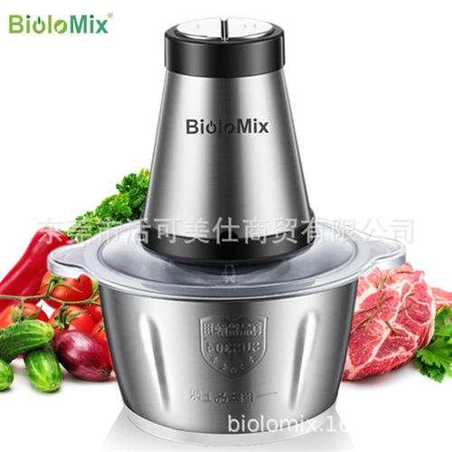跨境出口家用2L不锈钢双速绞肉机食物料理机Meat Grinder Chopper