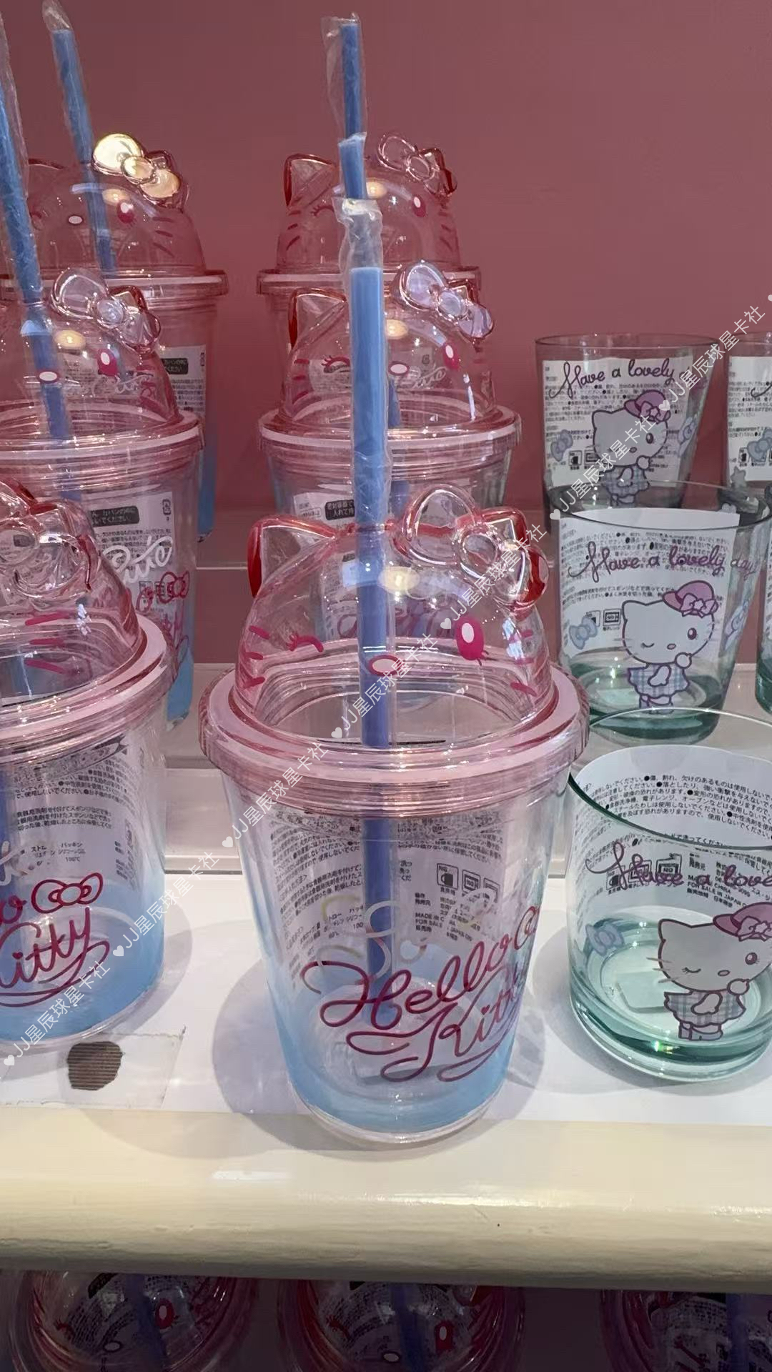 现货日本大阪USJ环球影城限定hello kitty透明吸管冷水杯女生礼物