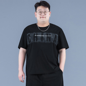 t恤男夏季 新款 加肥加大半袖 胖子短袖 大码 冰丝速干运动黑色体恤潮