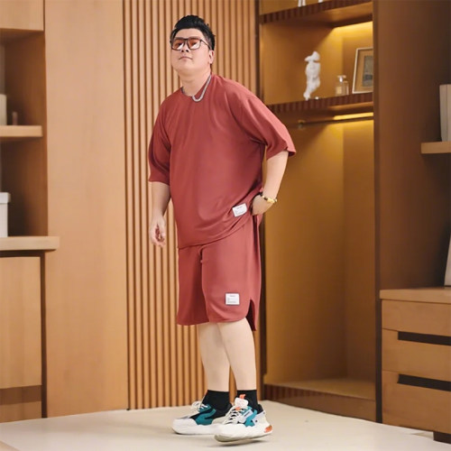 大码短袖夏季简约套装