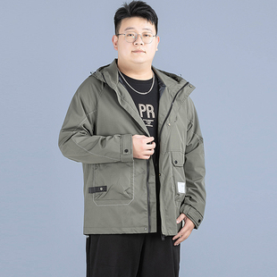 外套男春秋款 春装 2025新款 夹克宽松加肥加大男装 冲锋衣潮 男士 大码