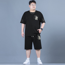 2025大码休闲宽松潮流短袖T恤青年男装加肥加大短裤男士夏季套装