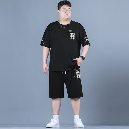 胖子短袖夏季休闲套装