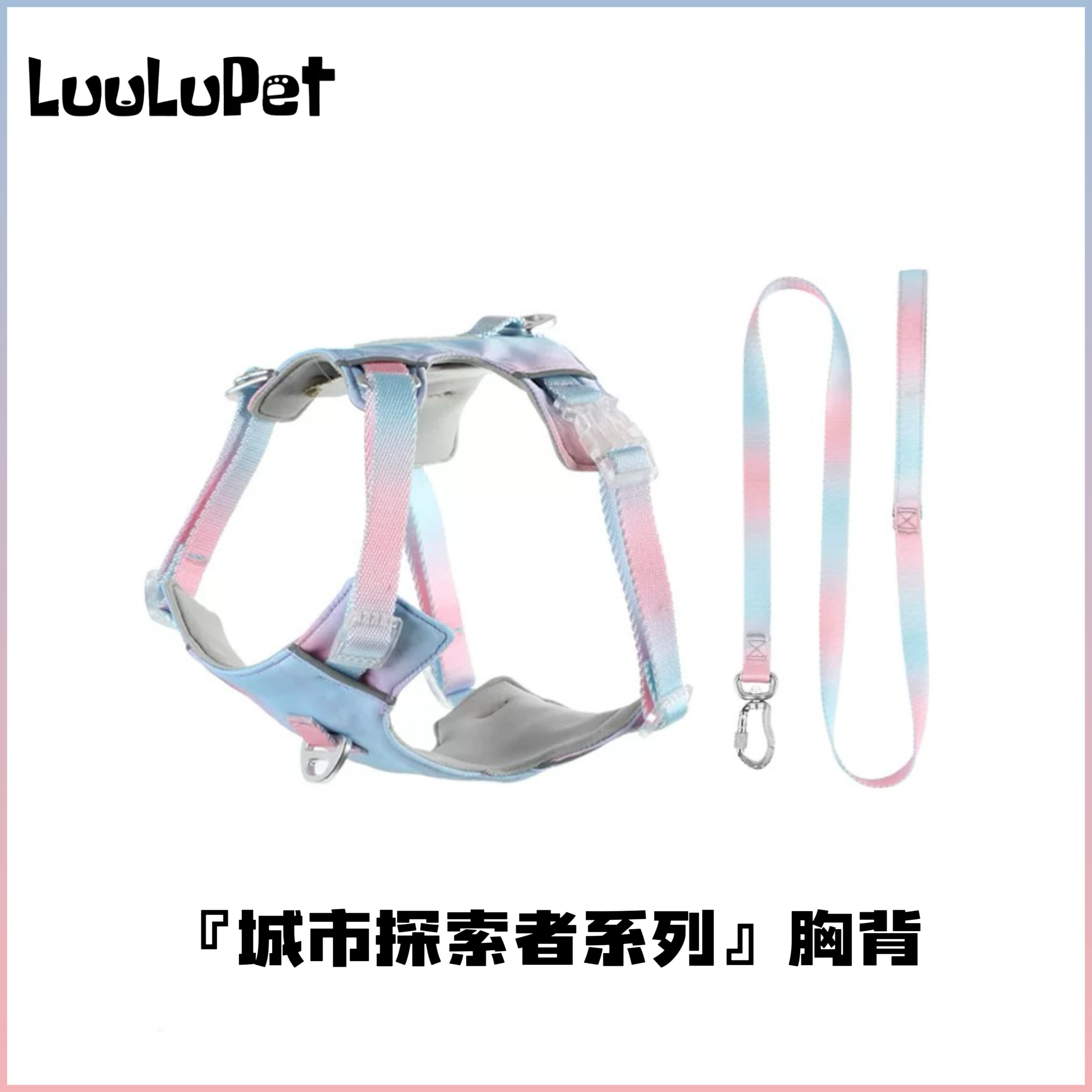 狗狗胸背带牵引绳背心式渐变色胸背宠物狗绳背带防爆冲小中大型犬