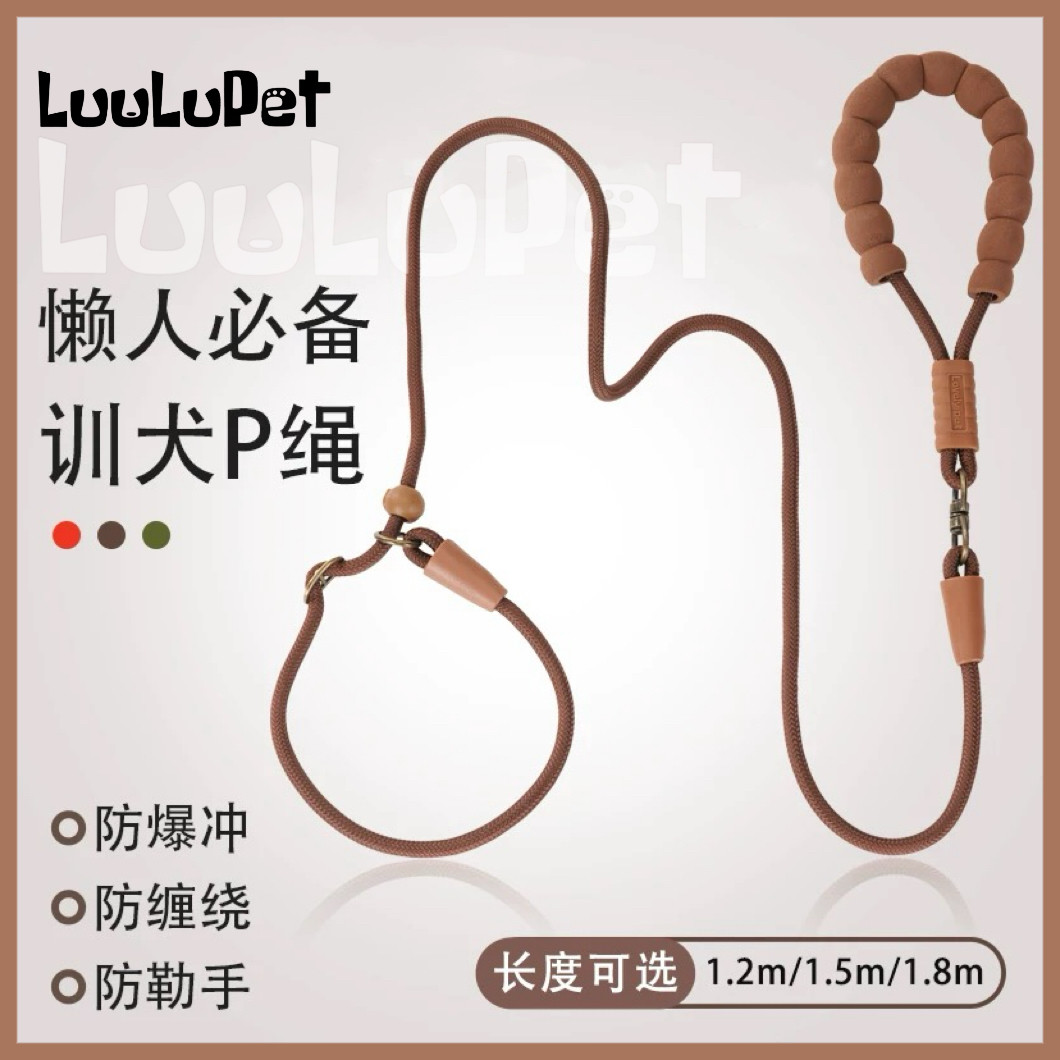 狗狗赛级P链P绳遛狗牵引绳外出防爆冲狗绳训犬专用狗链大中小型犬