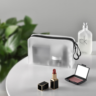 旅行磨砂化妆包便携式 防水旅游出差洗漱包透明简约高级感收纳小包