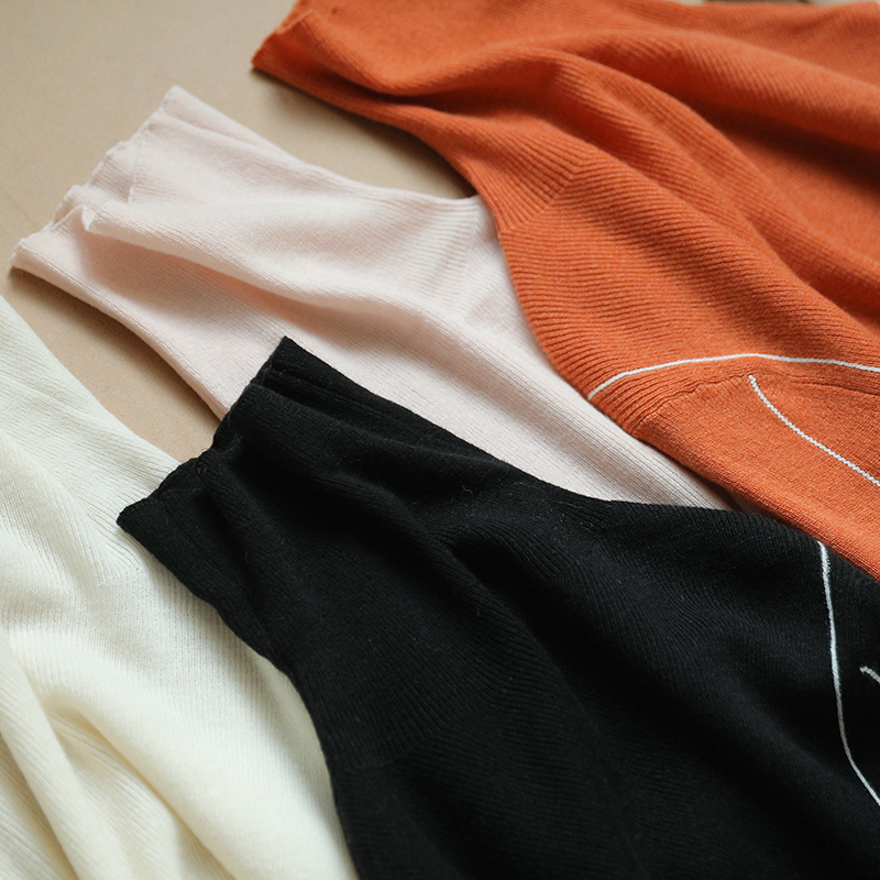 弹力高领薄款针织打底衫女