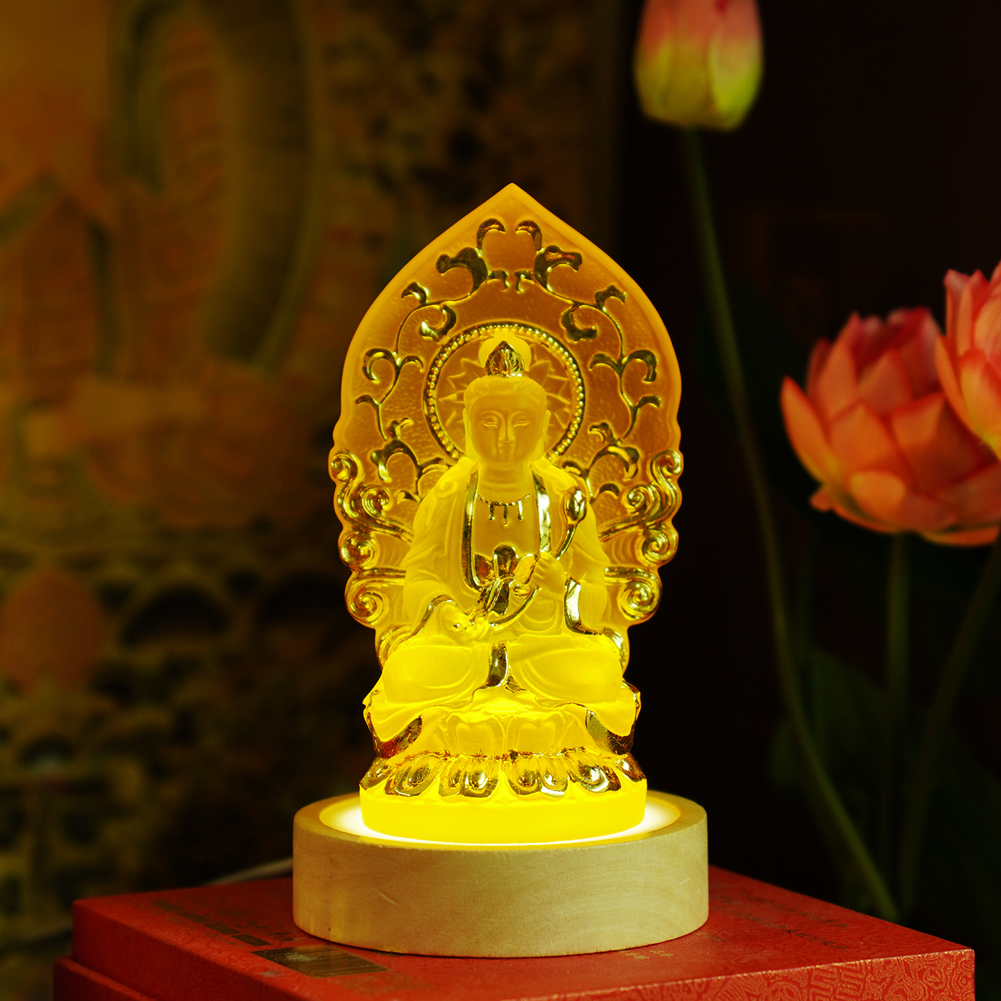 精品工艺水琉璃贴金大势至菩萨佛堂家用供奉西方三圣佛像结缘摆件