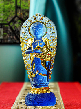 水琉璃佛堂居家供奉药师佛站佛像