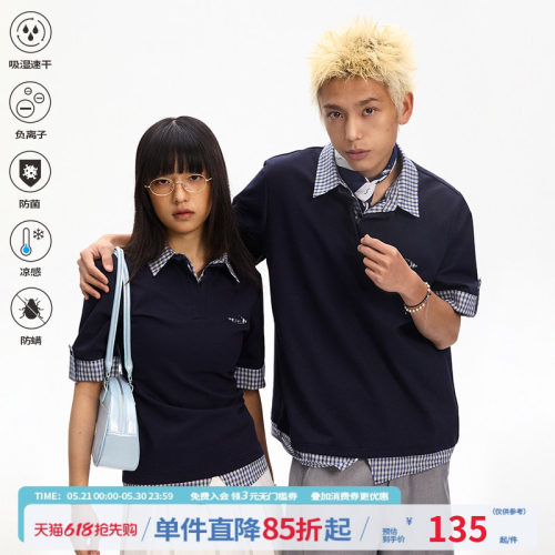 江南先生NewJNXS格格blue凉感速干长短款短袖polo衫男女宽松上衣