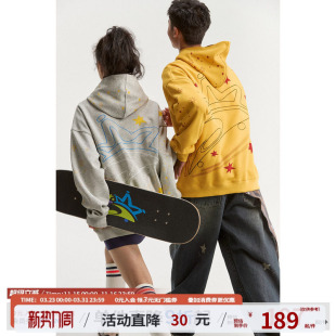 休闲宽松卫衣春 重磅街头星星绣花连帽衫 江南先生 NewJNXS×Maven