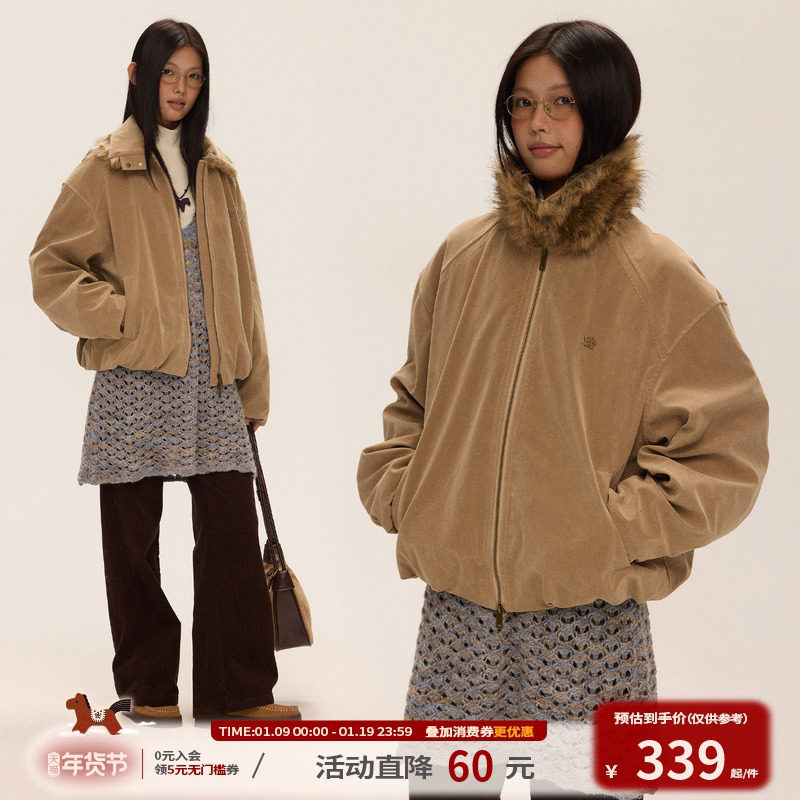 江南先生NewJNXS"费尔岛之夜"慵懒感仿麂皮红色棉服秋冬棉衣夹克,男装,棉衣,淘宝优惠券,粉丝福利购,淘宝优惠卷