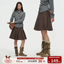 江南先生NewJNXS复古学院风挺括半身毛呢裙秋冬微短修身 百褶裙女
