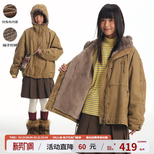 江南先生NewJNXS水洗Vintage全毛内里连帽毛领派克服棉服座山雕冬