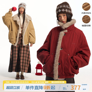 高克重肌理工装 座山雕毛领拼接棉服外套 马上有 江南先生NewJNXS