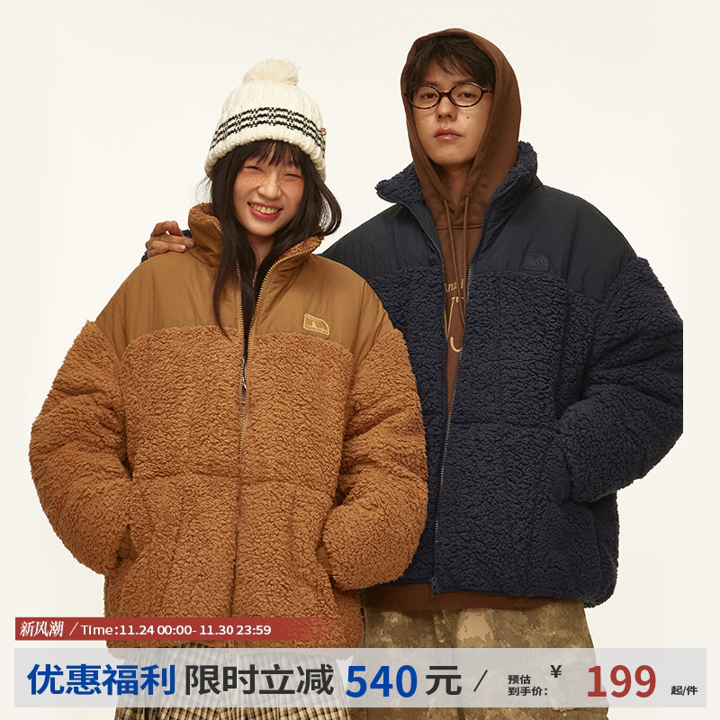 江南先生NewJNXS美式复古仿羊羔绒90白鸭绒羽绒服冬男女面包棉服