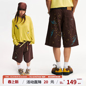 情侣星星牛仔五分裤 江南先生NewJNXS伽利略星系LOGO印花短裤 夏季