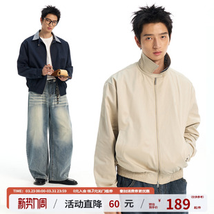 江南先生NewJNXS防泼水哈灵顿翻领格纹休闲假两件夹克外套男女春