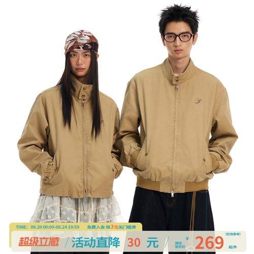 江南先生NewJNXS珠地帆布正肩休闲工装夹克秋简约翻领外套情侣款