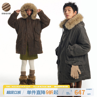 冬 江南先生NewJNXS仿牛仔油蜡派克棉服阿美咔叽座山雕外套中长款