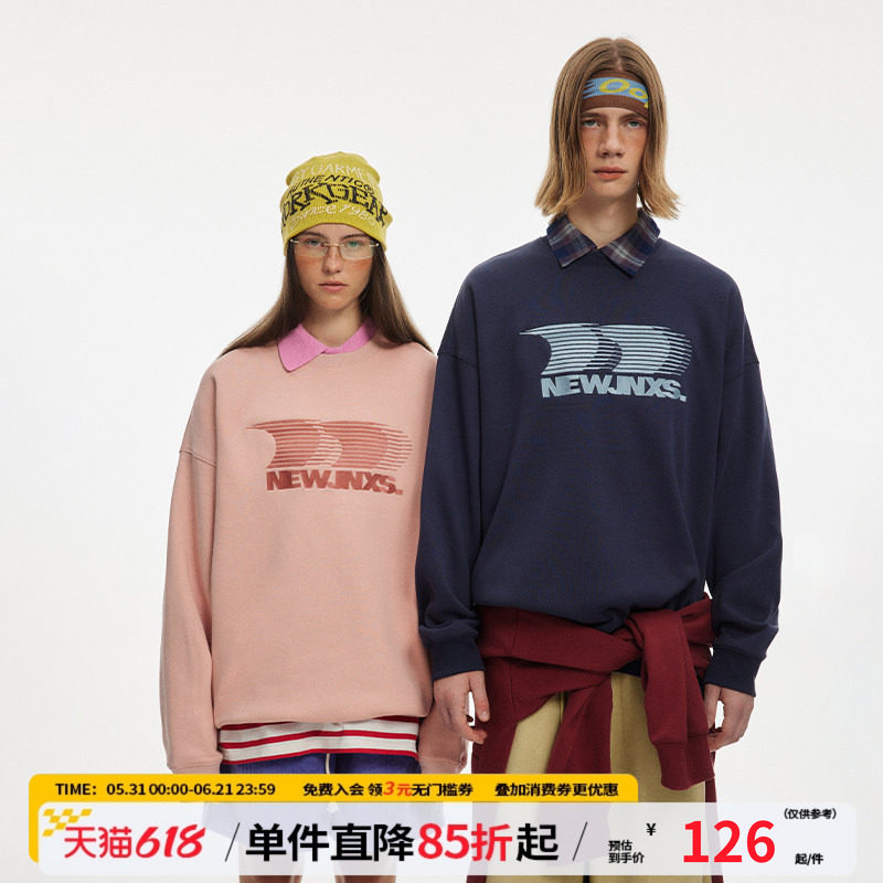 江南先生NewJNXS美式复古圆领刺绣长袖卫衣男女春潮宽松重磅外套