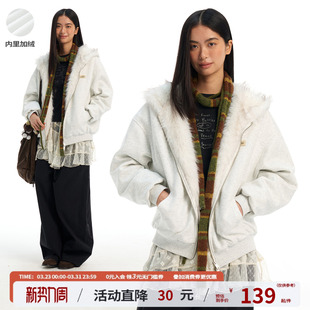 江南先生NewJNXS高克重仿貂毛座山雕连帽卫衣宽松开衫 外套男女春