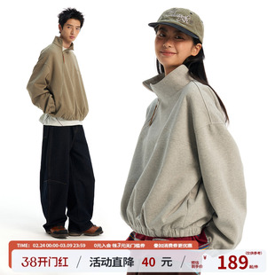 江南先生NewJNXS高克重斜拉链高领logo卫衣春宽松简约上衣情侣款