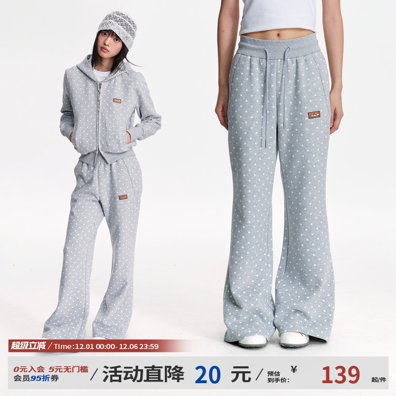 江南先生NewJNXS复古时尚波点显高显瘦喇叭卫裤休闲百搭裤子秋季