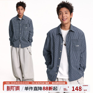 宽松格子衬衣 男款 江南先生NewJNXS美式 复古高支棉双色格纹衬衫