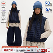 江南先生NewJNXS户外金属闪光尼龙羽绒背心冬隐藏式 帽子印花马甲