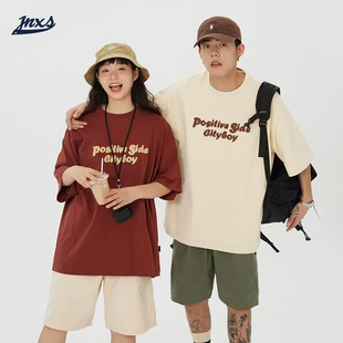 半袖 T恤男女夏季 tee JNXS江南先生日系趣味LOGO刺绣短袖 潮牌情侣装