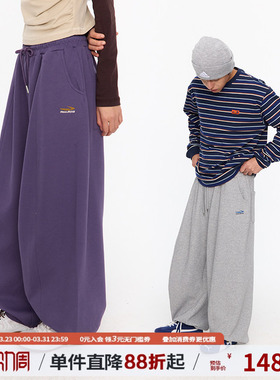 江南先生NewJNXS美式复古绣花束脚宽松卫裤春秋男女潮阔腿休闲裤