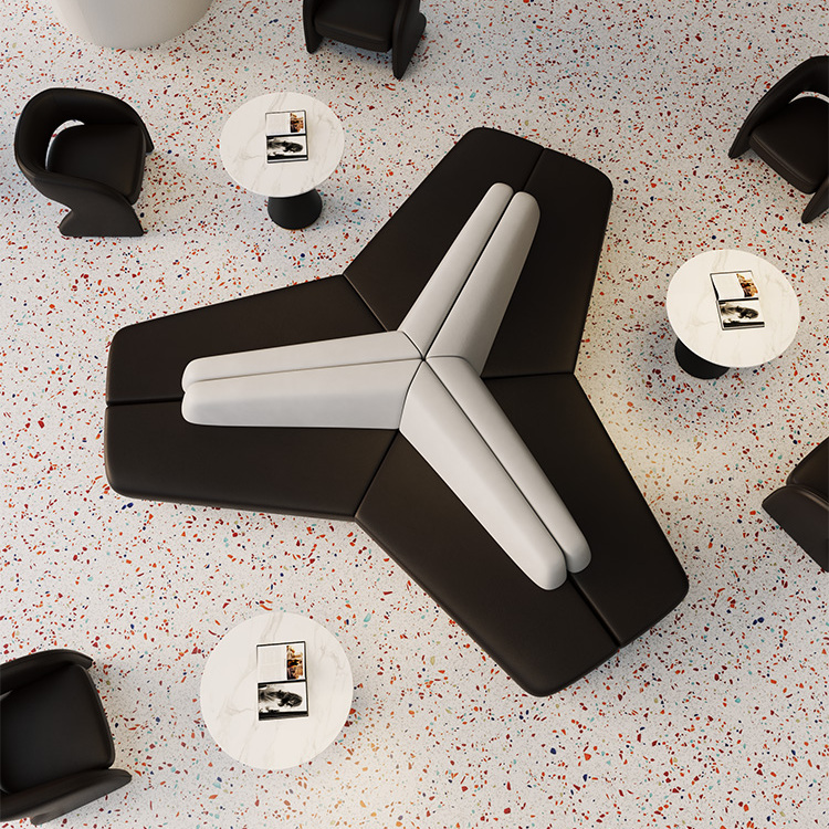 现代简约j酒店大堂Y型拼接沙发机构4s商用接待休息室创意组合沙发