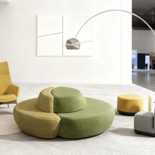 简约现代会客洽谈弧形沙发图书馆美容院服装店等候区休闲圆形沙发