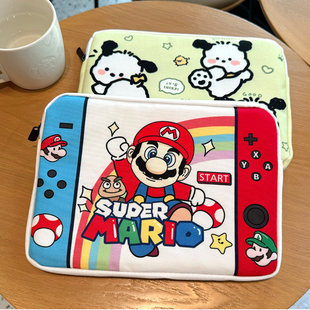 加厚笔记本电脑包内胆包适用苹果macbook air14pro可爱卡通ipad华为联想小新16英寸小米13戴尔帆布袋15卡通萌